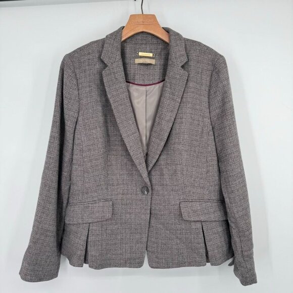 Talbots Italian Woven wool blend Womens Blazer Jacket Gray Tweed Size 12 - Picture 5 of 11